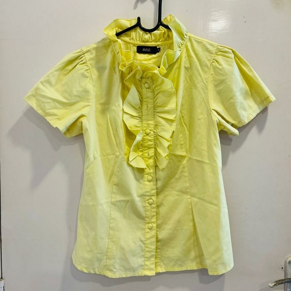 Yellow cotton ruffled blouse - Picture 3 of 7